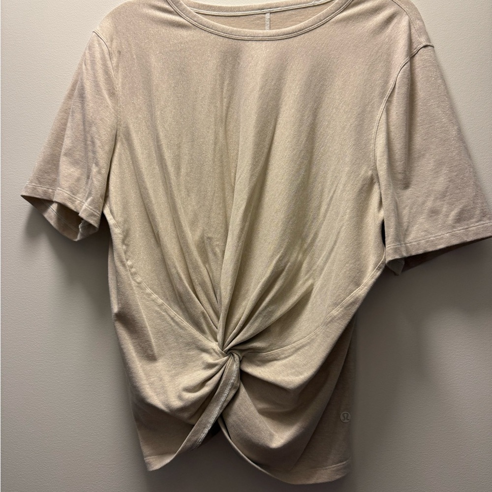 Lululemon Athletica Tan Tie Front Tee